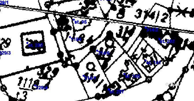 Parcela st. 314/6 v KÚ Velichov, Katastrální mapa