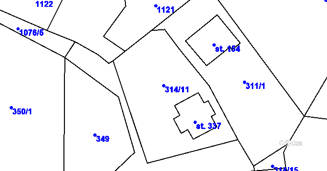 Parcela st. 314/11 v KÚ Velichov, Katastrální mapa