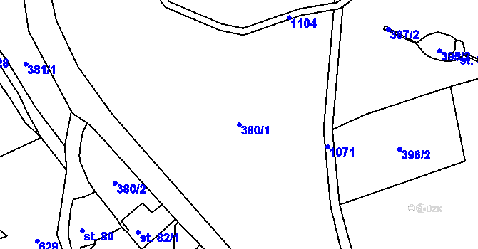 Parcela st. 380/1 v KÚ Velichov, Katastrální mapa