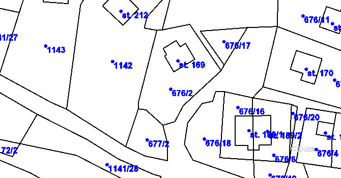 Parcela st. 676/2 v KÚ Velichov, Katastrální mapa
