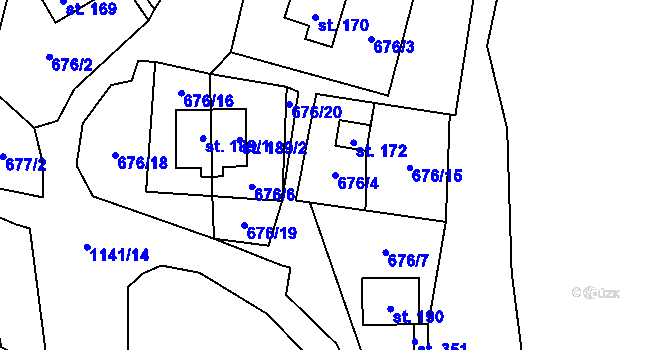 Parcela st. 676/4 v KÚ Velichov, Katastrální mapa