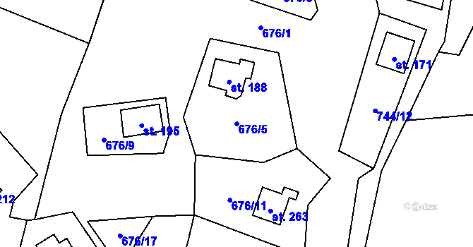 Parcela st. 676/5 v KÚ Velichov, Katastrální mapa