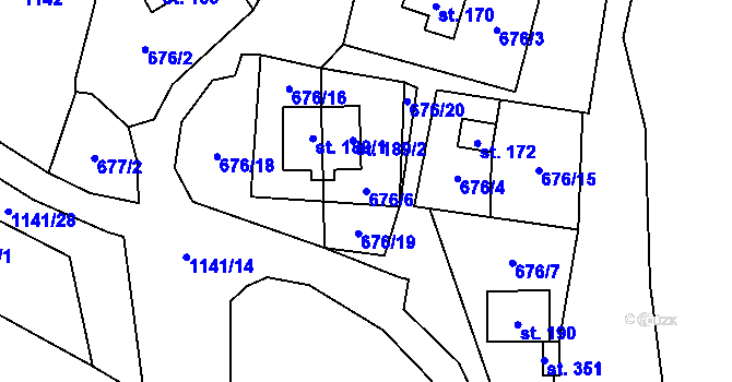 Parcela st. 676/6 v KÚ Velichov, Katastrální mapa