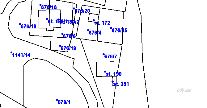 Parcela st. 676/7 v KÚ Velichov, Katastrální mapa