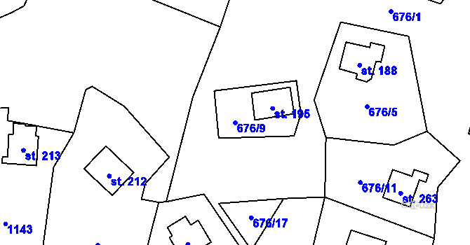 Parcela st. 676/9 v KÚ Velichov, Katastrální mapa