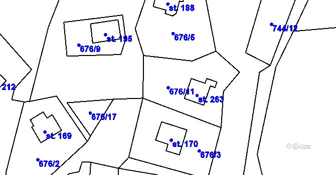 Parcela st. 676/11 v KÚ Velichov, Katastrální mapa