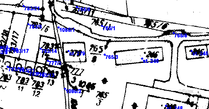 Parcela st. 765/3 v KÚ Velichov, Katastrální mapa