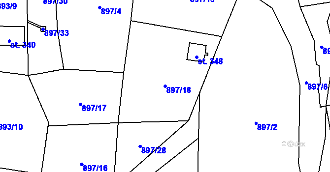 Parcela st. 897/18 v KÚ Velichov, Katastrální mapa