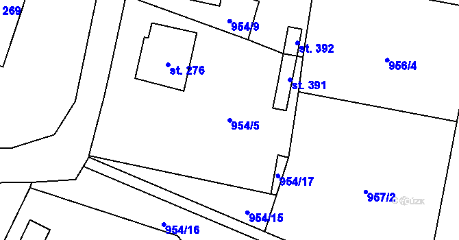 Parcela st. 954/5 v KÚ Velichov, Katastrální mapa