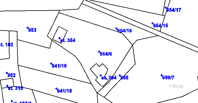 Parcela st. 954/6 v KÚ Velichov, Katastrální mapa