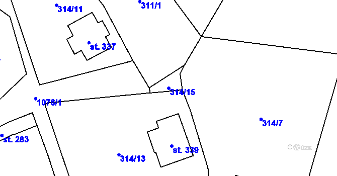 Parcela st. 314/15 v KÚ Velichov, Katastrální mapa