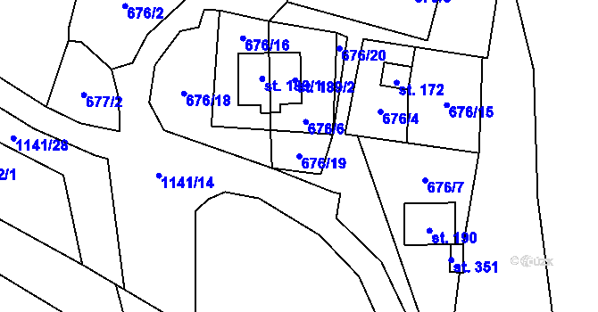 Parcela st. 676/19 v KÚ Velichov, Katastrální mapa