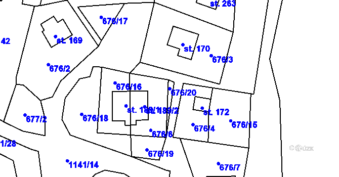 Parcela st. 676/20 v KÚ Velichov, Katastrální mapa