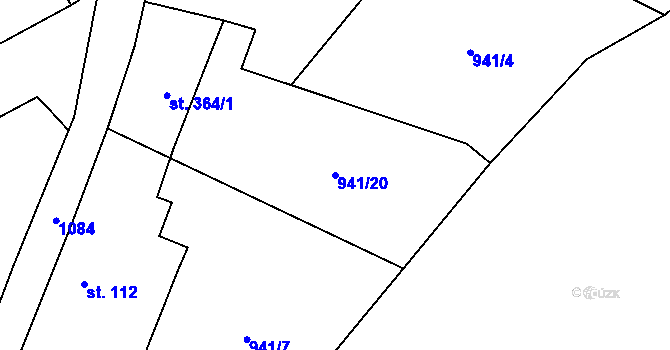 Parcela st. 941/20 v KÚ Velichov, Katastrální mapa