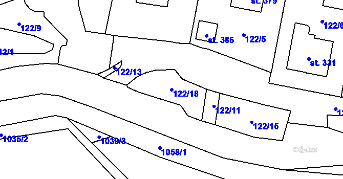 Parcela st. 122/18 v KÚ Velichov, Katastrální mapa