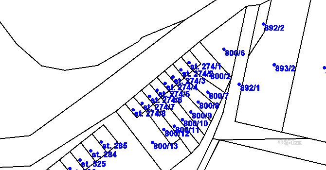 Parcela st. 274/4 v KÚ Velichov, Katastrální mapa