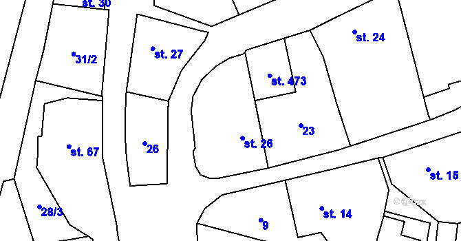 Parcela st. 26 v KÚ Velichovky, Katastrální mapa
