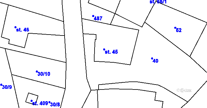 Parcela st. 45 v KÚ Velichovky, Katastrální mapa
