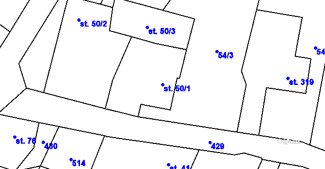 Parcela st. 50/1 v KÚ Velichovky, Katastrální mapa