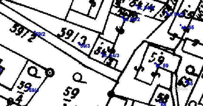 Parcela st. 54/3 v KÚ Velichovky, Katastrální mapa