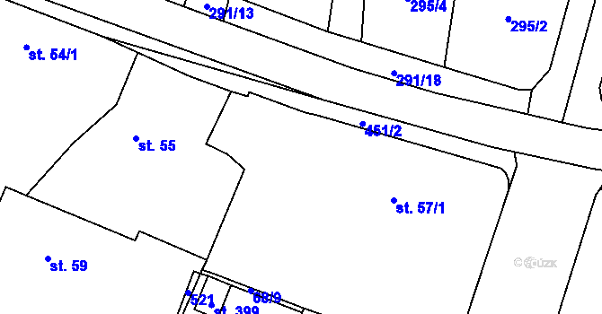 Parcela st. 57/2 v KÚ Velichovky, Katastrální mapa