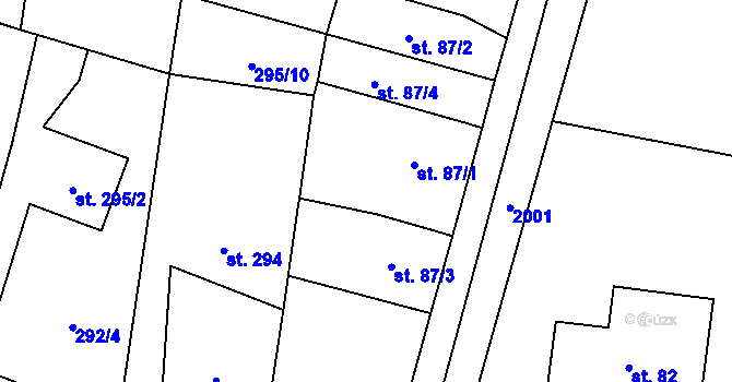 Parcela st. 87/1 v KÚ Velichovky, Katastrální mapa