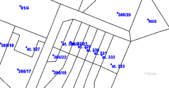 Parcela st. 330 v KÚ Velichovky, Katastrální mapa