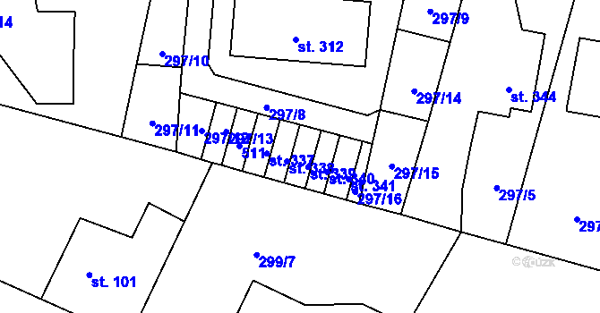 Parcela st. 340 v KÚ Velichovky, Katastrální mapa