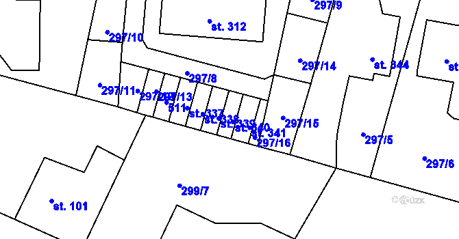 Parcela st. 341 v KÚ Velichovky, Katastrální mapa