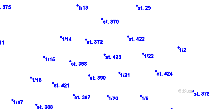 Parcela st. 423 v KÚ Velichovky, Katastrální mapa