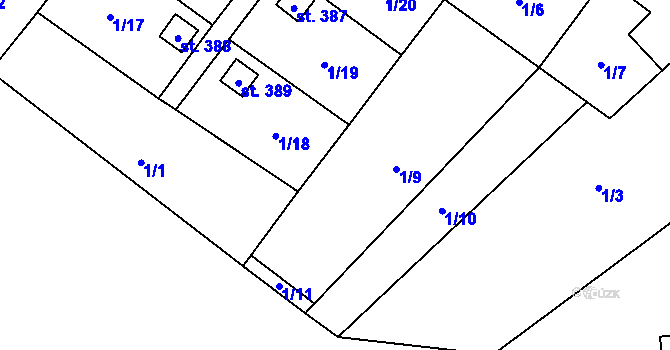Parcela st. 1/8 v KÚ Velichovky, Katastrální mapa