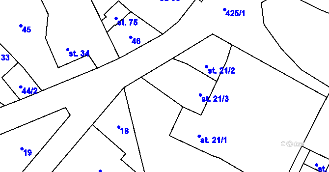 Parcela st. 17/4 v KÚ Velichovky, Katastrální mapa
