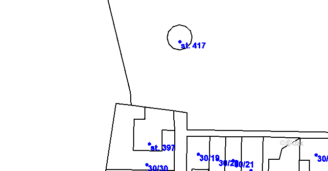 Parcela st. 30/1 v KÚ Velichovky, Katastrální mapa