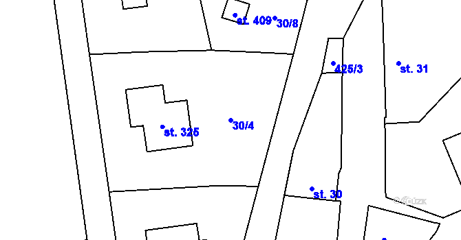 Parcela st. 30/4 v KÚ Velichovky, Katastrální mapa