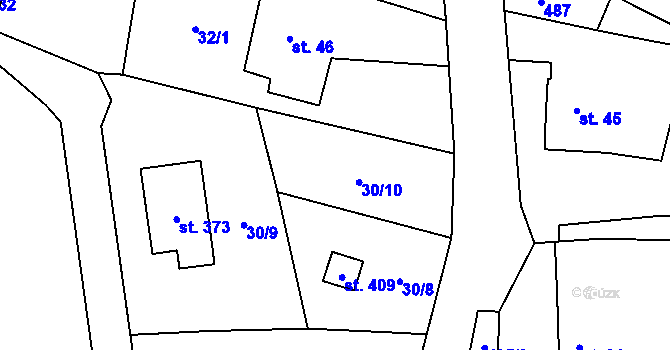 Parcela st. 30/10 v KÚ Velichovky, Katastrální mapa