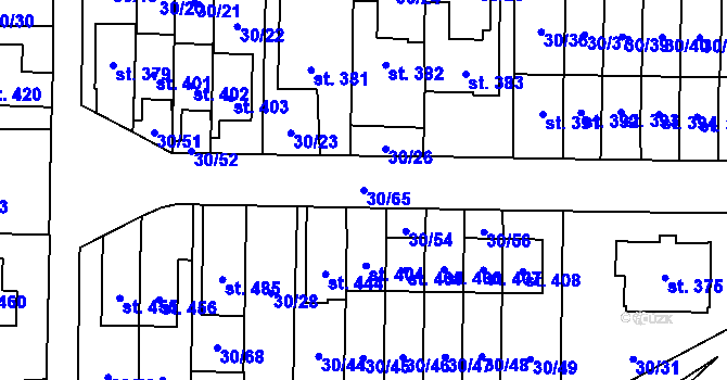 Parcela st. 30/65 v KÚ Velichovky, Katastrální mapa