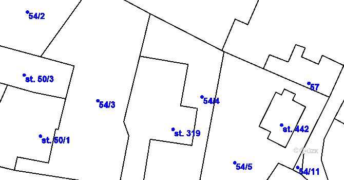 Parcela st. 54/4 v KÚ Velichovky, Katastrální mapa