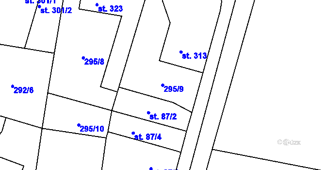 Parcela st. 295/9 v KÚ Velichovky, Katastrální mapa