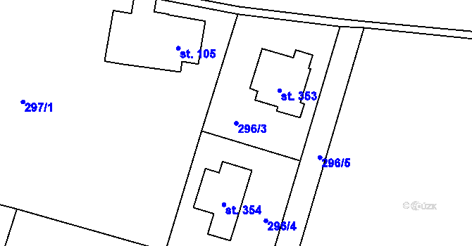 Parcela st. 296/3 v KÚ Velichovky, Katastrální mapa