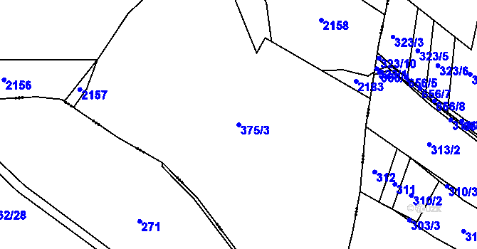 Parcela st. 375/3 v KÚ Velichovky, Katastrální mapa