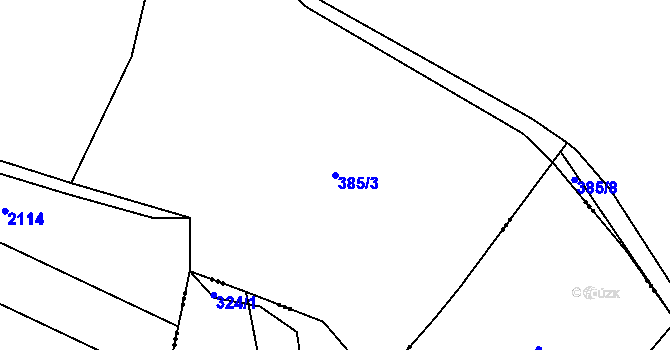 Parcela st. 385/3 v KÚ Velichovky, Katastrální mapa