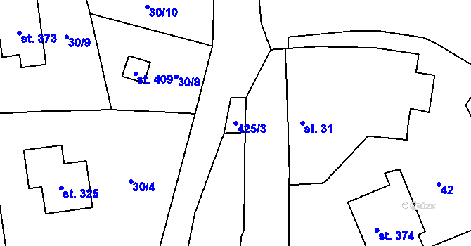 Parcela st. 425/3 v KÚ Velichovky, Katastrální mapa