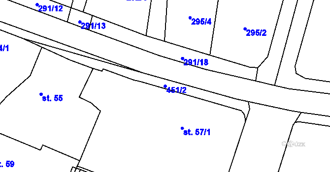 Parcela st. 451/2 v KÚ Velichovky, Katastrální mapa