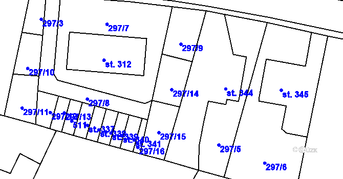 Parcela st. 297/14 v KÚ Velichovky, Katastrální mapa