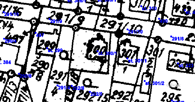 Parcela st. 300/1 v KÚ Velichovky, Katastrální mapa
