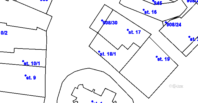 Parcela st. 18/1 v KÚ Veliká Ves u Prahy, Katastrální mapa
