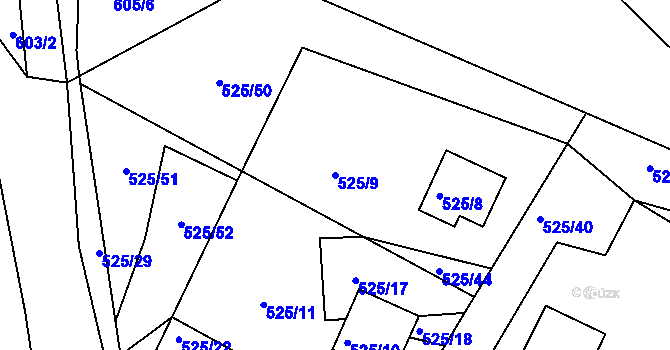 Parcela st. 525/9 v KÚ Veliká Ves, Katastrální mapa