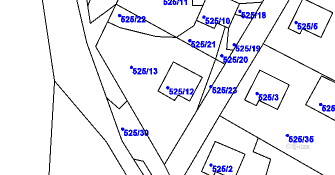 Parcela st. 525/12 v KÚ Veliká Ves, Katastrální mapa
