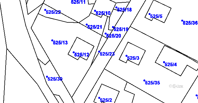 Parcela st. 525/23 v KÚ Veliká Ves, Katastrální mapa