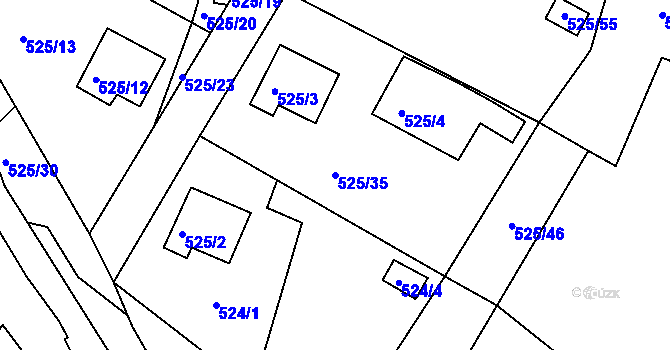 Parcela st. 525/35 v KÚ Veliká Ves, Katastrální mapa